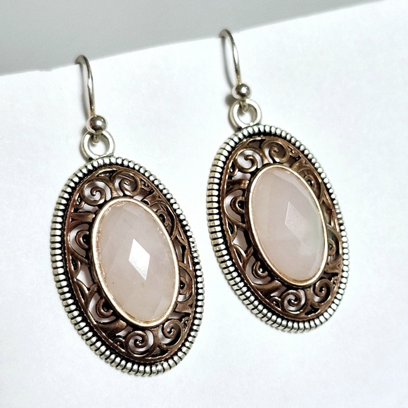 BARSE Rose Quartz Silver Earrings 1.5" - Picture 9 of 12